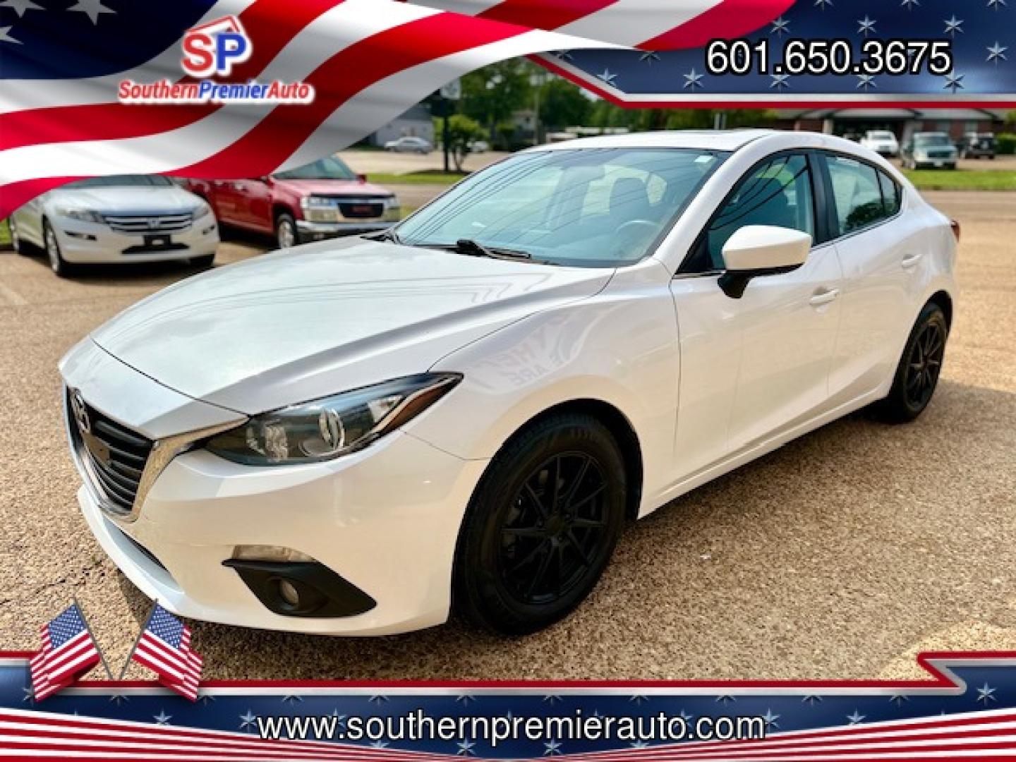 2015 WHITE MAZDA MAZDA3 I TOURING W/S (3MZBM1V70FM) , located at 922 W. Beacon St., Philadelphia, MS, 39350, (601) 650-3675, 32.770447, -89.127151 - Photo#2